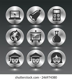 Technology and Education on Silver Round Buttons