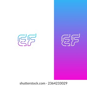 Technology  EF, FE letter logo design template elements. Modern abstract digital alphabet letter logo