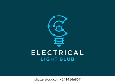 Technology electrical illustration design logo, with a circuit board symbol forming a light bulb. With letter C initial.