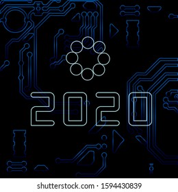 The technology electronic background design for 2020 happy new year