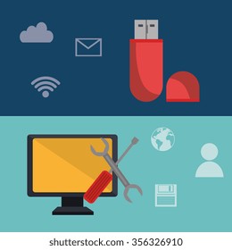 Technology and electronic devices graphic design, vector illustration eps10