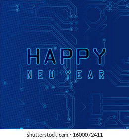 The technology electronic happy new year 2020 background design
