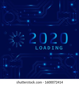 The technology electronic happy new year 2020 background design