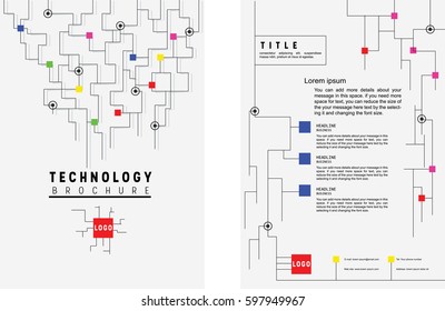 Technology electronic lines brochure design template vector,  presentation portfolio. minimal cover book layout.