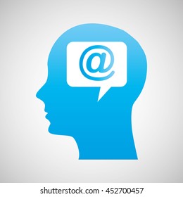 technology email human head icon, vector illustration