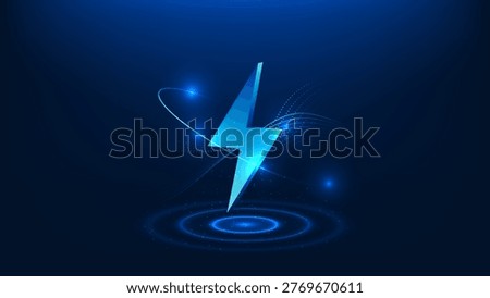 Technology energy background lightning symbol surrounded by circular rings, representing power generation, renewable energy, energy storage, battery systems, sustainable power, continuous energy
