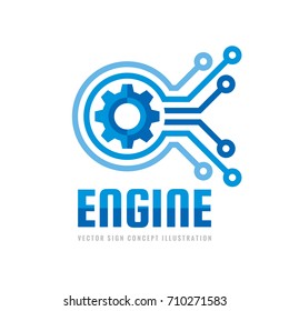 Technology engine - vector logo template concept illustration. Abstract creative sign. Internet tech SEO icon . Design element.