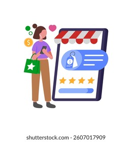 Technology Enhanced Shopping Experience Vector Illustration