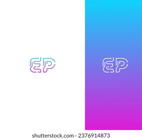Technology EP, PE letter logo design template elements. Modern abstract digital alphabet letter logo.