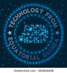 Tecnología De Guinea Ecuatorial. Bandera geométrica futurista del país. Concepto tecnológico. Logo de la Ronda de Guinea Ecuatorial. Ilustración vectorial.