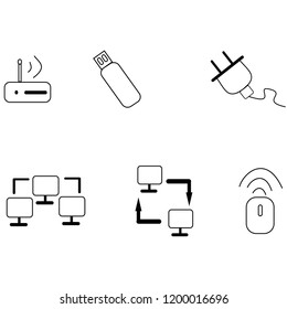 technology equipment icon set vector