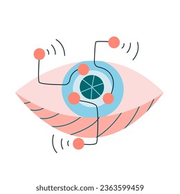 Visión tecnológica con IA. Ciboración de ojos con ilustración de vector de circuito electrónico