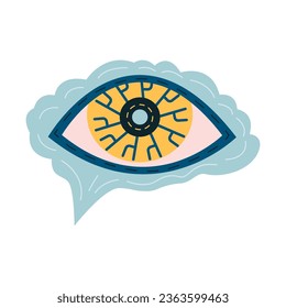 Visión tecnológica con IA. Ciboración de ojos con ilustración de vector de circuito electrónico