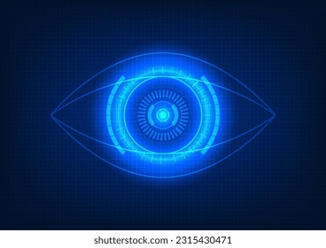 Technology eye The concept of searching for information through the internet network Find information at any time to use in solving problems. Vector eyes surrounded by neon lights