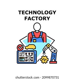 Technology factory industry. Production process. Building plant. Engineer and manufacturing vector concept color illustration