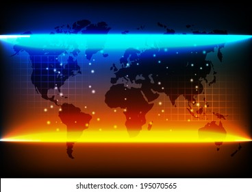 technology with fiber optic connection on digital world two tone