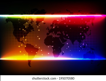 technology with fiber optic connection on digital world