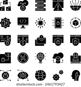Technology fill icon set illustration vector stock