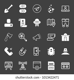 Technology filled and outline vector icon set on black background