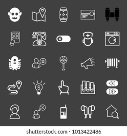 Technology filled and outline vector icon set on black background