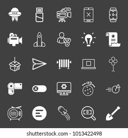 Technology filled and outline vector icon set on black background