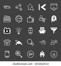 Technology filled and outline vector icon set on black background