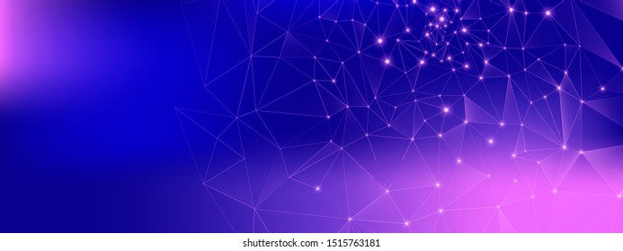 Technology Finance. Big Data Architecture. Blue Polygonal Wallpaper. Purple 3d Minimal Texture. Technology Concept. Dark Big Data Visualization. Violet Triangular Poster. Pink Technology Graphic.