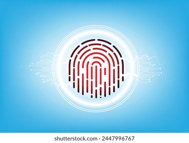 Technology fingerprint scanner security abstract background concept, abstract tech, Cloud computing, connect to network. Security cyber digital concept fingerprint scan 