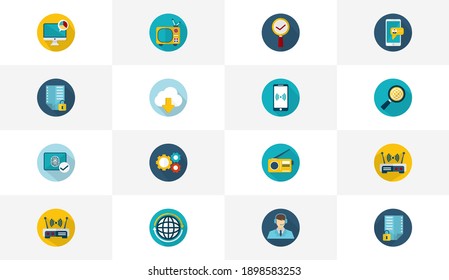 Vector de conceptos de logotipo de icono plana de tecnología, plantilla de diseño creativo, Ilustración