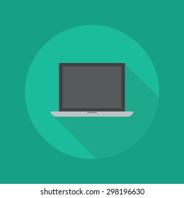 Technology Flat Icon With Long Shadow. Laptop