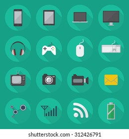 Technology Flat Icon Set Collection