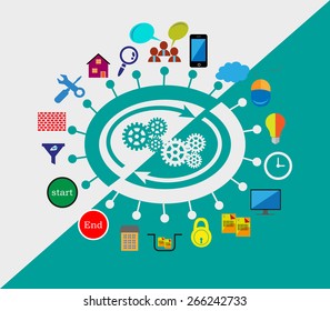 Technology flat icons and infographics