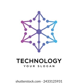 Technologie-Blumen-Logo-Design-Vorlage