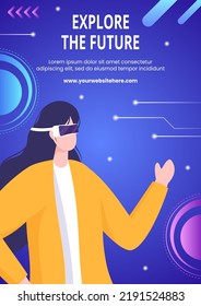 Technology Flyer Template Hand Drawn Cartoon Flat Illustration