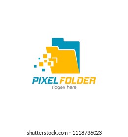 Technology folder logo design emblem template. Modern system filing information vector illustration on white background