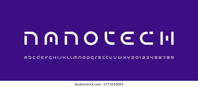 Technology font digital alphabet, cyber letters and numbers, vector illustration 10EPS