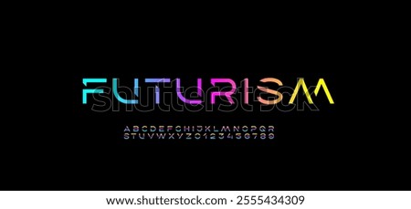 Technology font, digital cyber alphabet made bright future space style, letters A, B, C, D, E, F, G, H, I, J, K, L, M, N, O, P, Q, R, S, T, U, V, W, X, Y, Z and numerals 0, 1, 2, 3, 4, 5, 6, 7, 8, 9