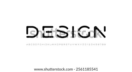Technology font, digital cyber alphabet made future space style, letters A, B, C, D, E, F, G, H, I, J, K, L, M, N, O, P, Q, R, S, T, U, V, W, X, Y, Z and numerals 0, 1, 2, 3, 4, 5, 6, 7, 8, 9.