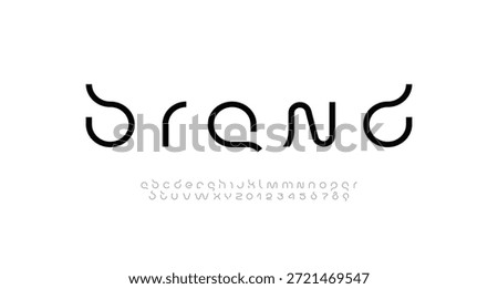 Technology font, digital cyber alphabet, Latin letters A, B, C, D, E, F, G, H, I, J, K, L, M, N, O, P, Q, R, S, T, U, V, W, X, Y, Z and Arab numerals 0, 1, 2, 3, 4, 5, 6, 7, 8, 9 space style