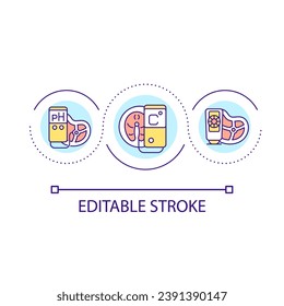 Technology of food inspection loop concept icon. Effective methods to control products quality abstract idea thin line illustration. Isolated outline drawing. Editable stroke