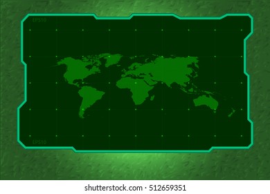 technology frame green tone with world map