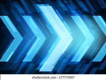 Technology Future Arrows Abstract Vector Background, Moving Forward Concept