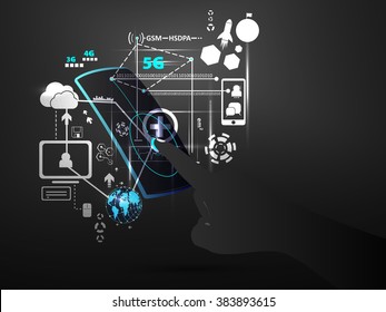 Technology future concept, with touch screen design vector