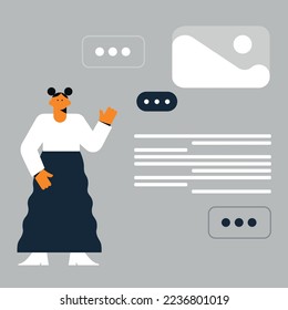 Technology future concept. Vector people flat illustration. Ideal for social media and business presentations, user interface, UX, graphic and web design, apps and interfaces. EPS 10