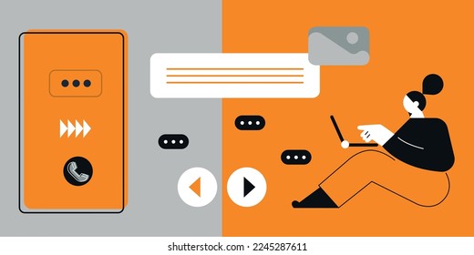 Technology future concept. Vector people flat illustration. Ideal for social media and business presentations, user interface, UX, graphic and web design, apps and interfaces. EPS 10