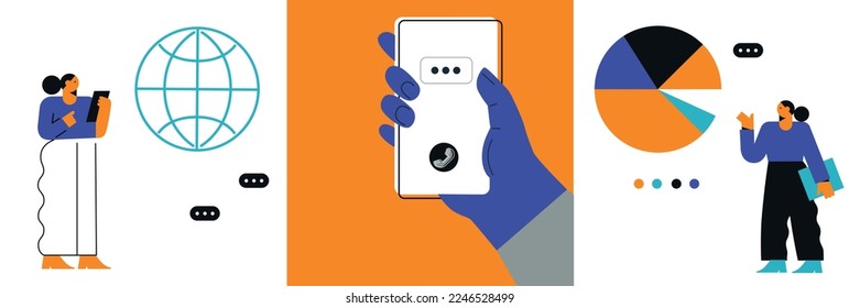 Technology future concept. Vector people flat illustration. Ideal for social media and business presentations, user interface, UX, graphic and web design, apps and interfaces. EPS 10