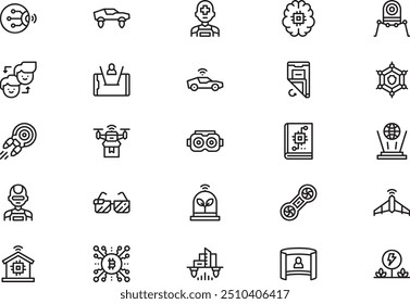 Technology of the future  icons collection is a vector illustration with editable stroke.