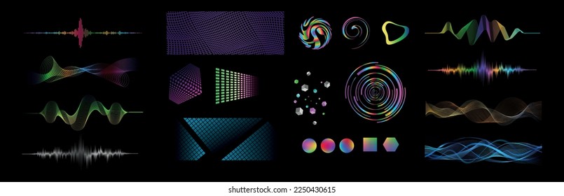 technology and future icons on black background