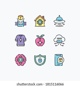 Technology of the future icons set color with white background - vector