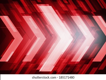 Technology Future Red Arrows Abstract Vector Background, Moving Forward Concept